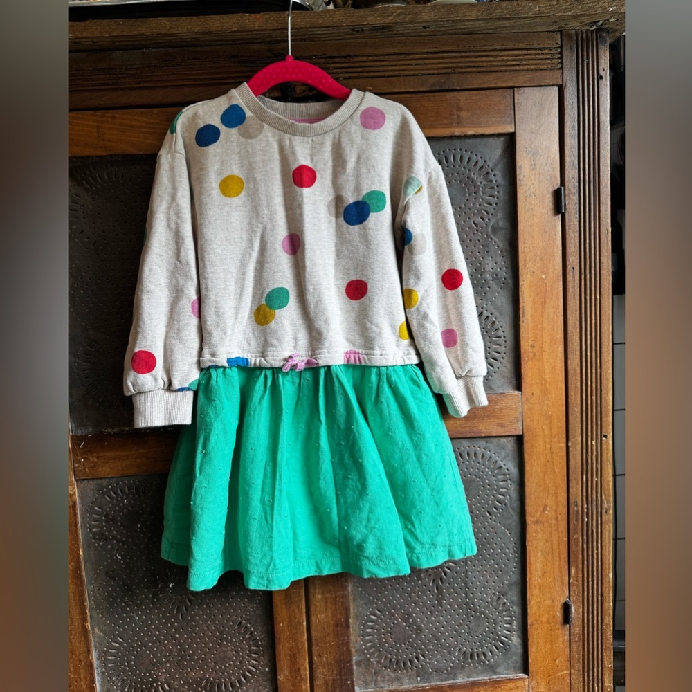 Mini Boden Sweatshirt Woven Mix Dress